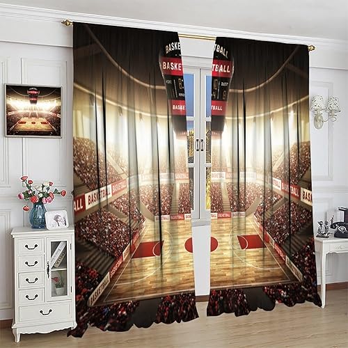 Vista 52 de Boys Sports Curtains Basketball Football Baseball Flame Pattern Printed Curtains Kids and Teenagers' Bedroom Living Room Blackout Curtains W42 * L54