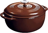 Vista 13 de Lodge Horno Holandés de Hierro Fundido Esmaltado de 6 Cuartos con Tapa – Asas Dobles – Apto para Horno hasta 500°F o en Estufa – Úselo para Marinar