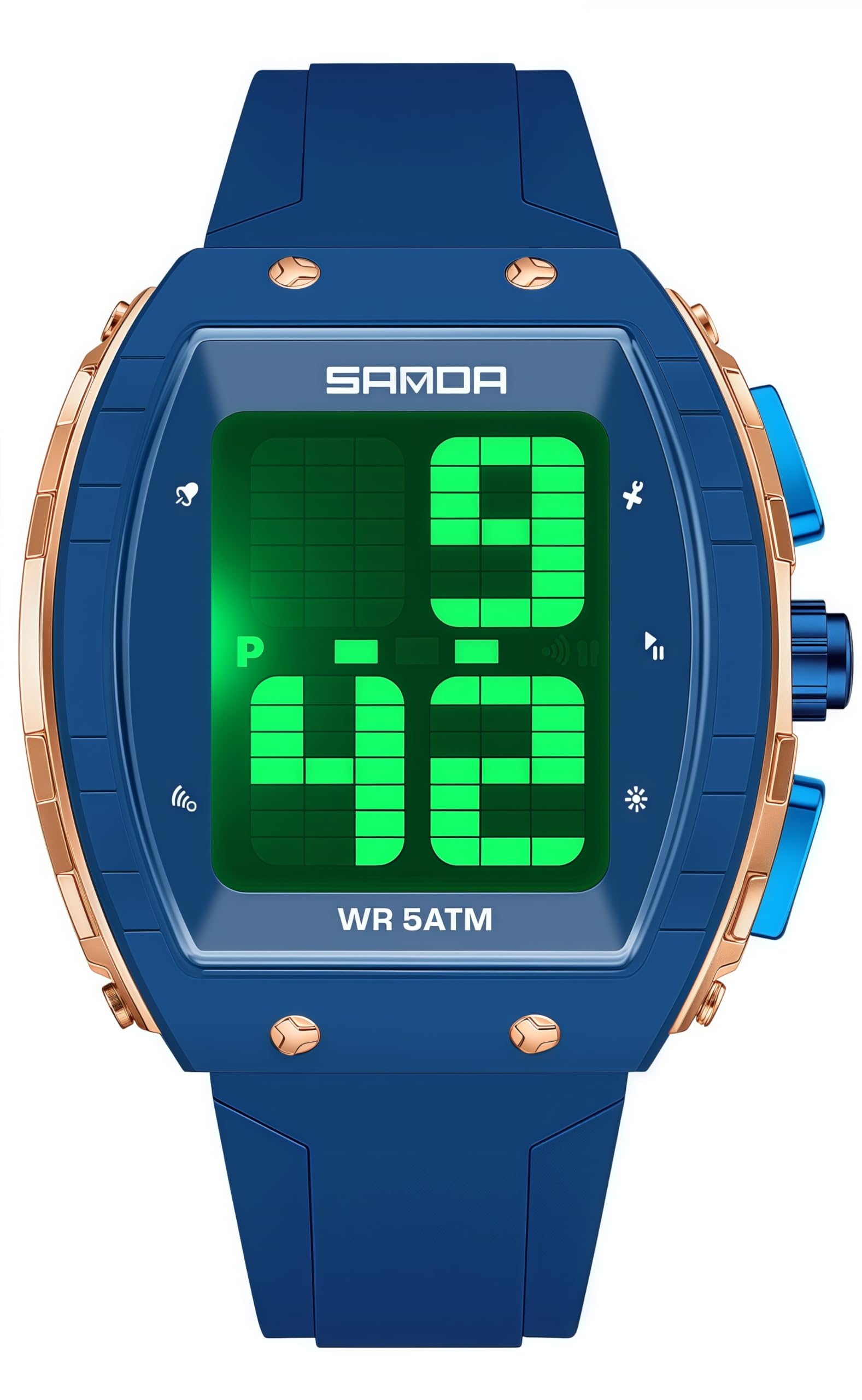 Gosasa Orologio digitale parlante da uomo con ampio quadrante LED, 5 ATM, impermeabile, antiurto, orologio da polso sportivo con tempo vocale, sveglia, timer, retroilluminazione, display di facile