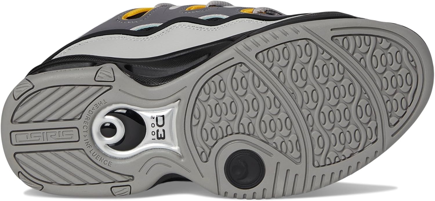 Osiris Men's D3 2001 Skate Shoe, Grey/Black/Yellow, 9