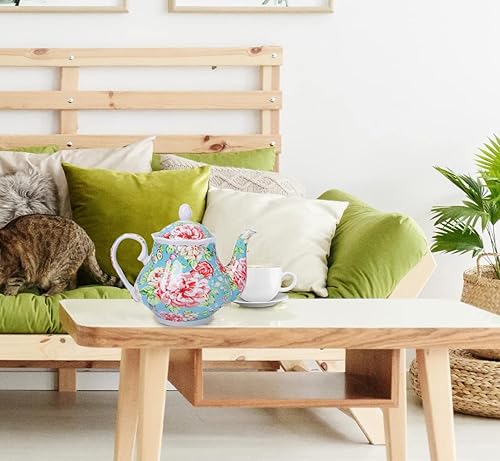 Miniatura 2 de Tetera de cerámica de estilo europeo, tetera de café, olla de agua, porcelana, regalo vintage, 37 onzas, flor de mayo