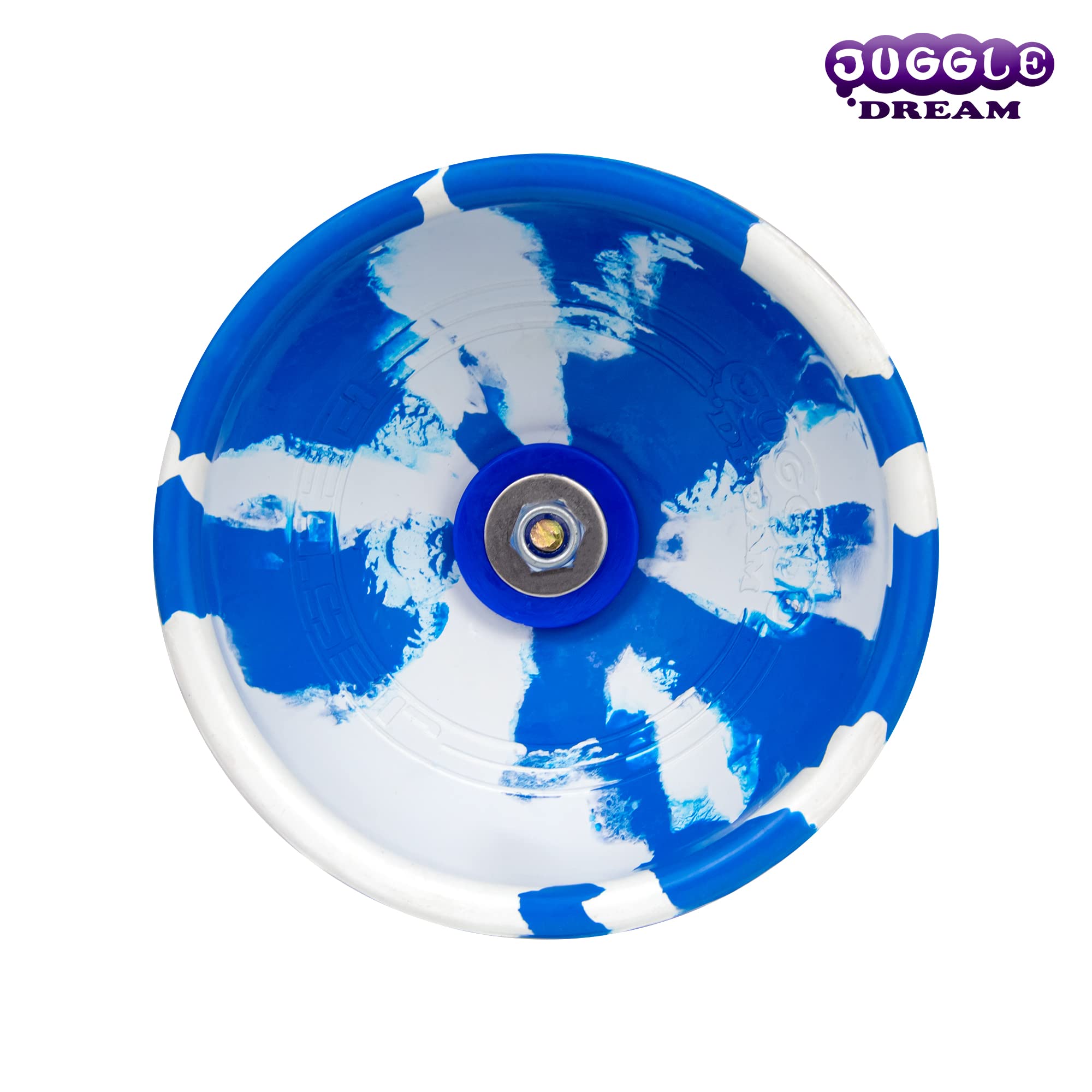 Juggle Dream Jester Diabolo Jonglierset – Fester Achse Profi-Diabolo mit Hölzernen Handstäben, Online-Lernvideo – Jonglierspielzeug (Blau/Weiß)