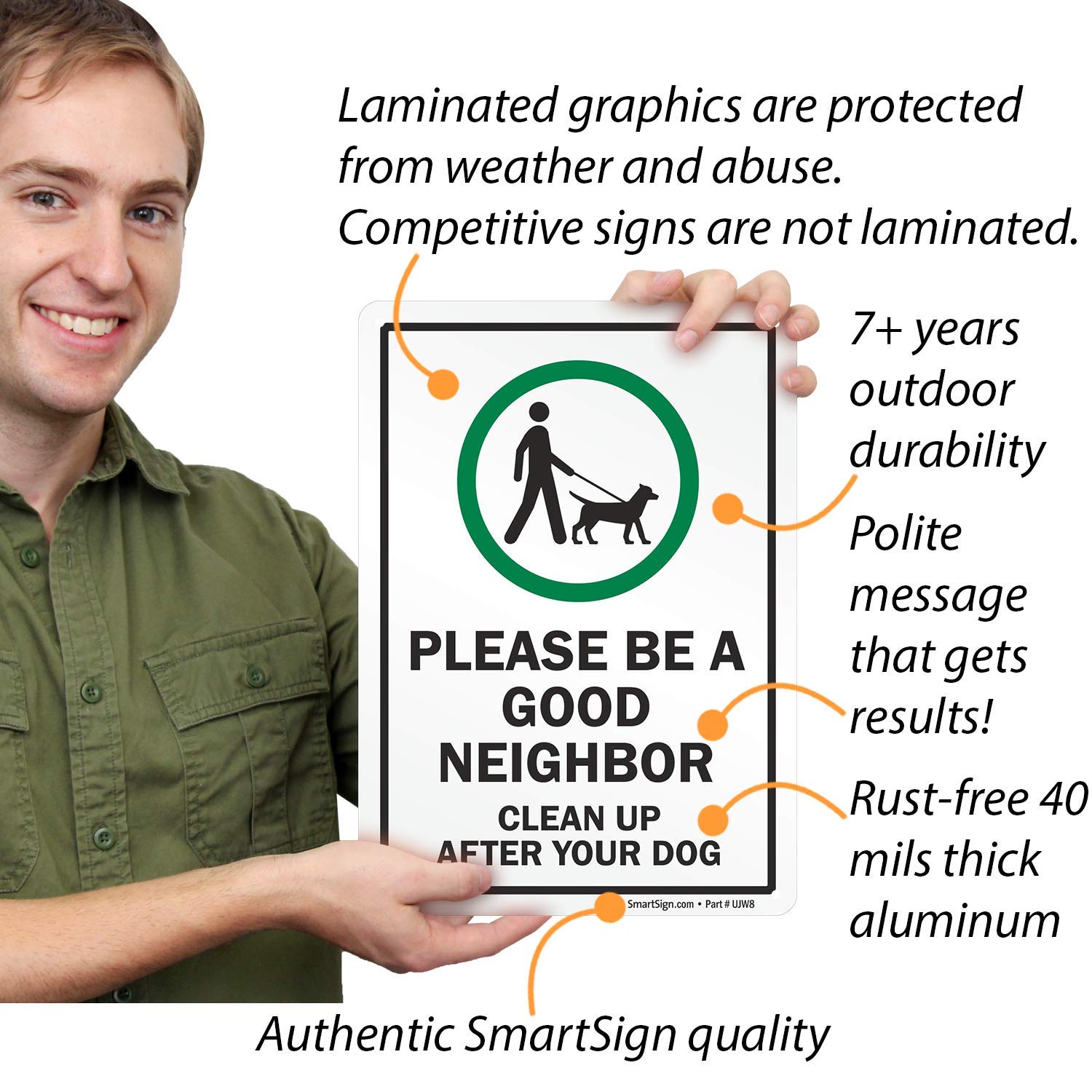 Please Be A Good Neighbor Sign, Clean Up After Your Dog Sign, 14 x 10 inch, 40 mil Laminated Rustproof Aluminum Sign by SmartSign