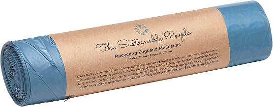 Recycled Bin Liners with Cord TSP 60 L - With At least 90% Post-Consumer Source Materials (PE) - Blue Angel Certified - For Residual Waste and Recyclable Waste (60 L (10 Bags))