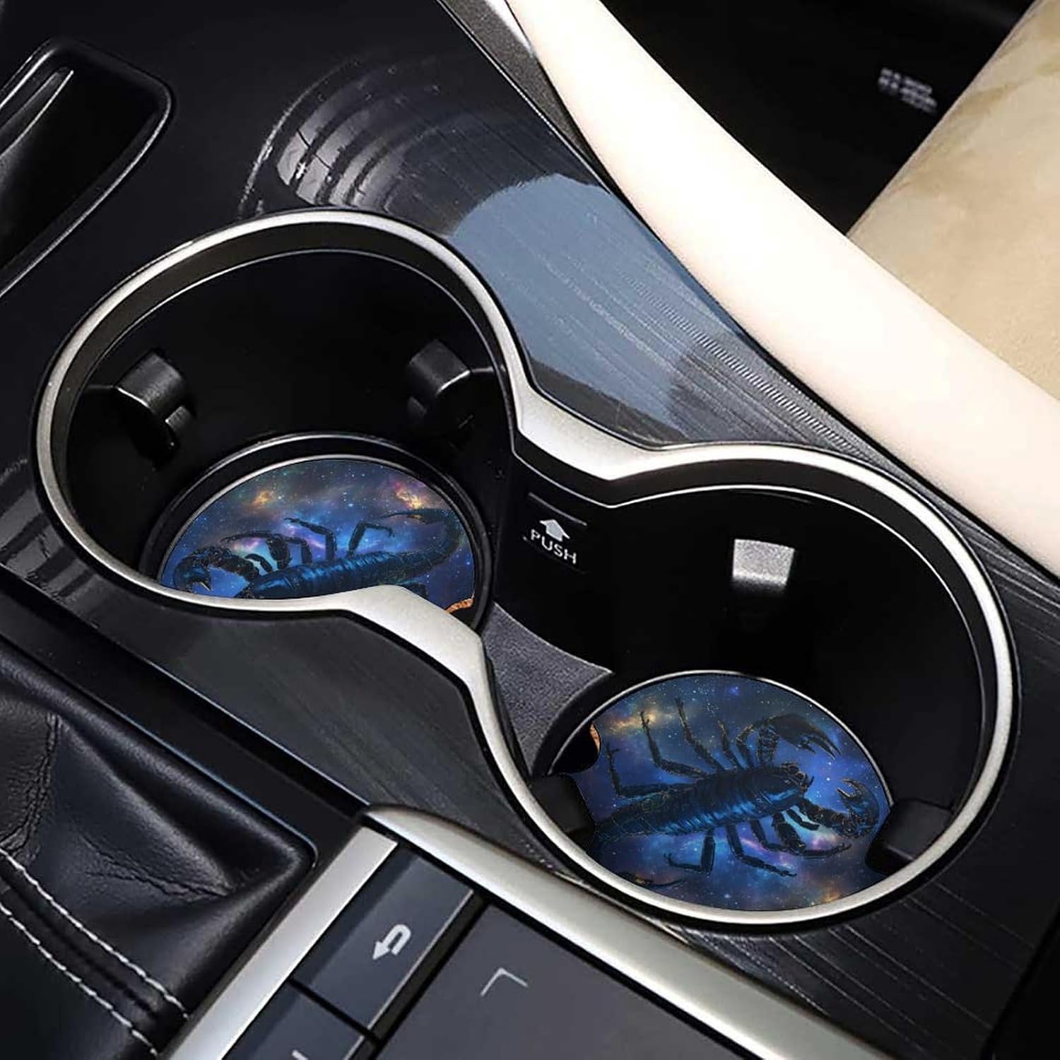 Scorpions Universes Galaxys Car Cup Holder Coaster with Cork Base 2.6 Inches Anti Slip