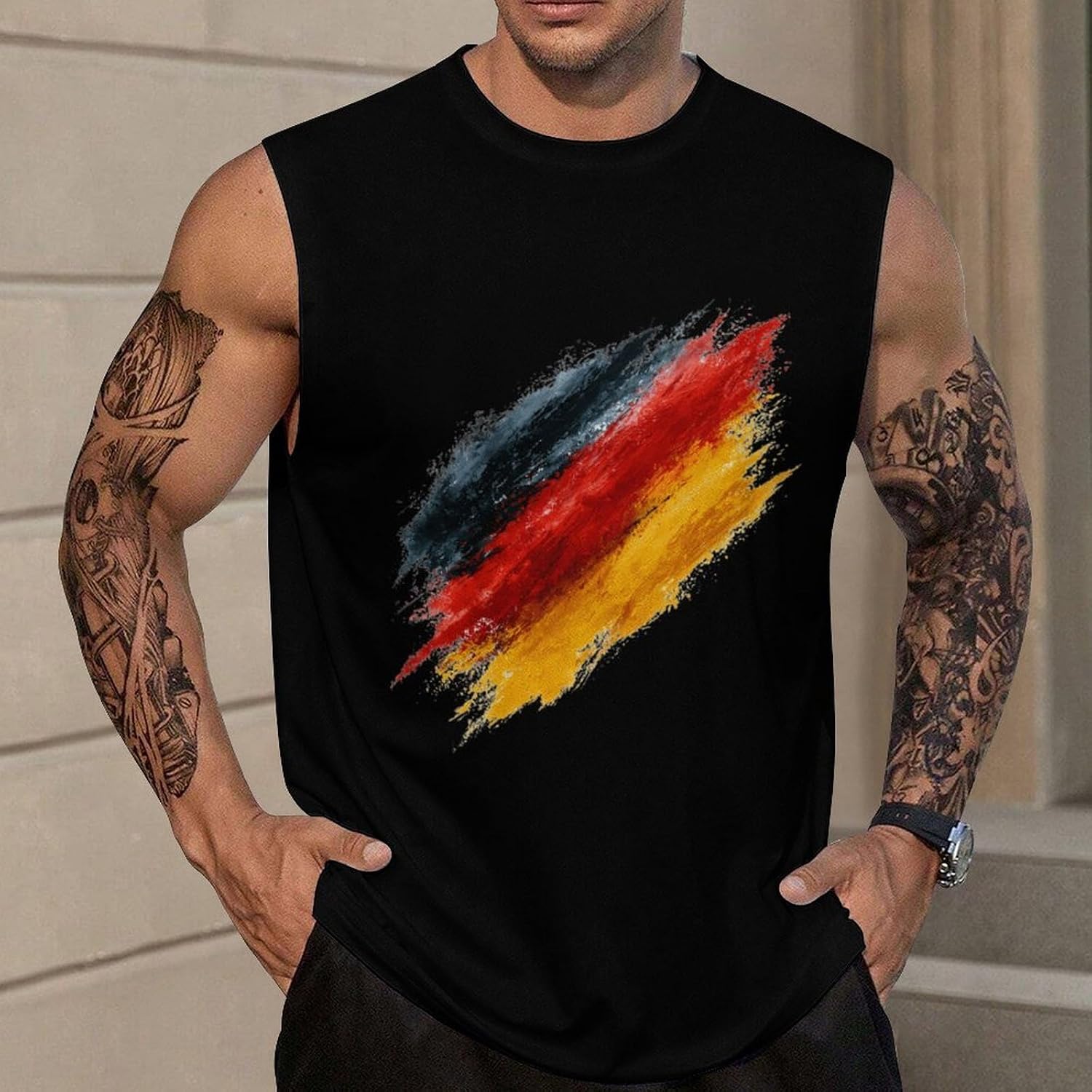 German Flag Men Summer Sleeveless Crew Neck Top 5XL