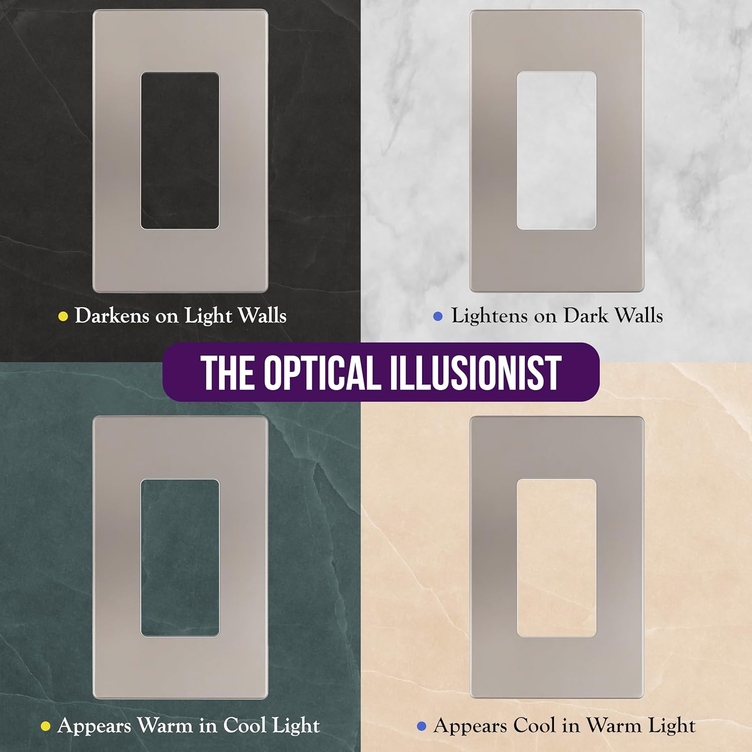 ENERLITES Elite Series Screwless Decorator Wall Plate Child Safe Outlet Cover, Glossy, Size 1-Gang 4.68" H x 2.93" L, Unbreakable Polycarbonate Thermoplastic, SI8831-NK-10PCS, Nickel (10 Pack)