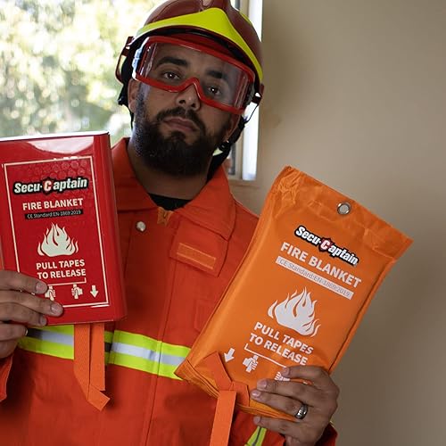 Miniatura 5 de SecuCaptain Manta de emergencia contra incendios para el hogar y la cocina, paquete de 4 mantas de fibra de vidrio para supresión de llama de 40 x