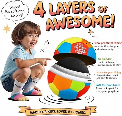 Miniatura 4 de Balón de fútbol suave para interiores, tamaño 4, creado para el hogar, patio trasero, práctica, divertido regalo de fútbol