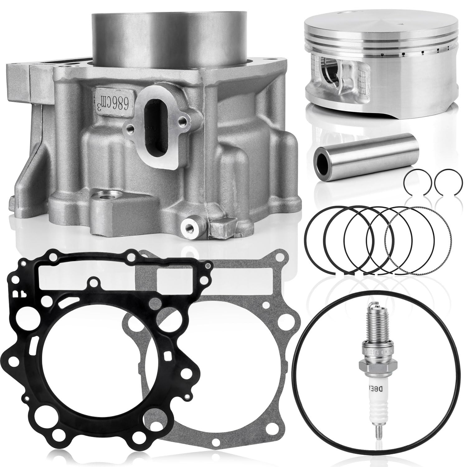OUMURS 102mm 686cc Big Bore Cylinder Piston For Yamaha Rhino Raptor 660 Cylinder Piston Top End Rebuild Kit For Yamaha Rhino 660 YXR660 2004-2007 For Grizzly YFM660F 2002-2008 For Raptor 660R 01-05