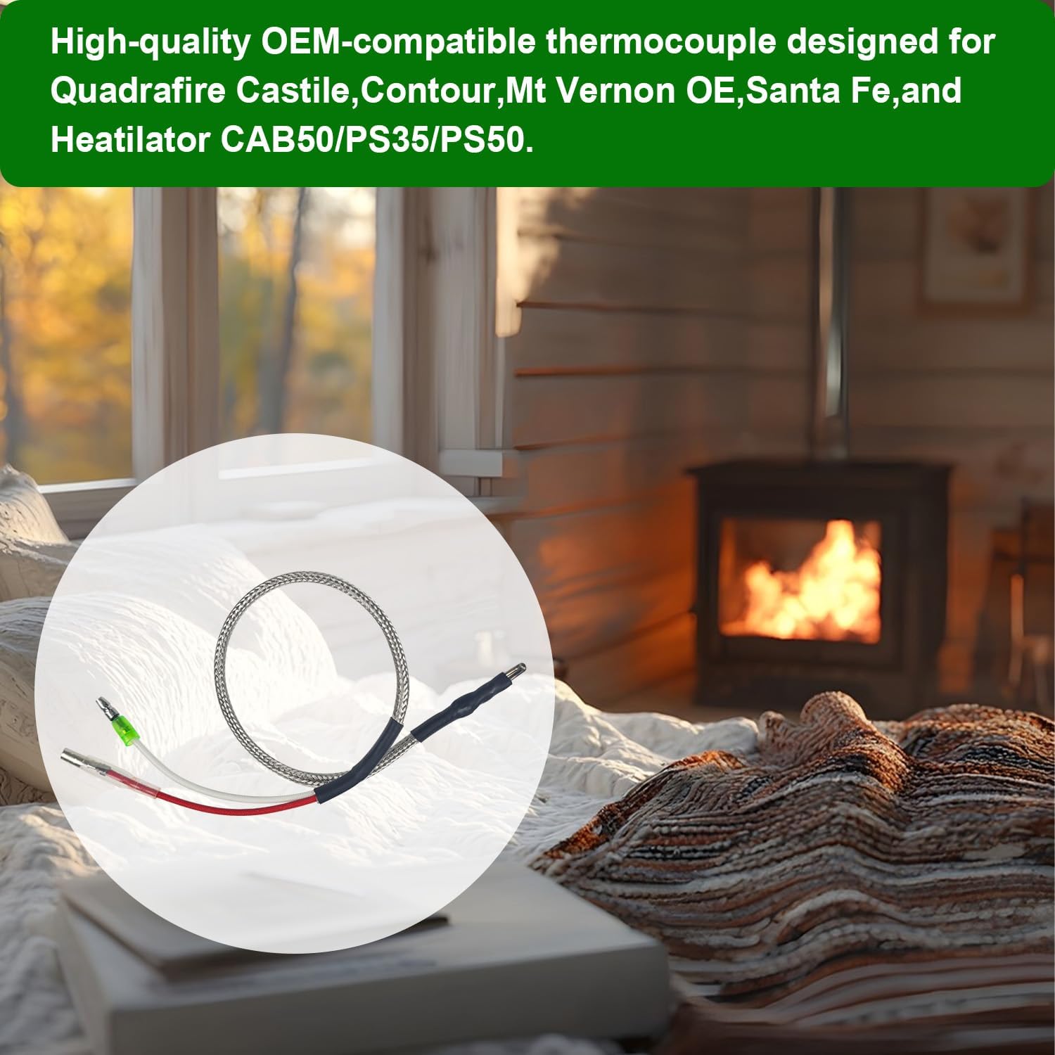 812-4470 Thermocouple Replacement Compatible with Quadrafire Castile,Contour,Mt Vernon OE,Santa Fe,Heatilator CAB50,PS35,PS50 (15.5" Durable OEM Quality)