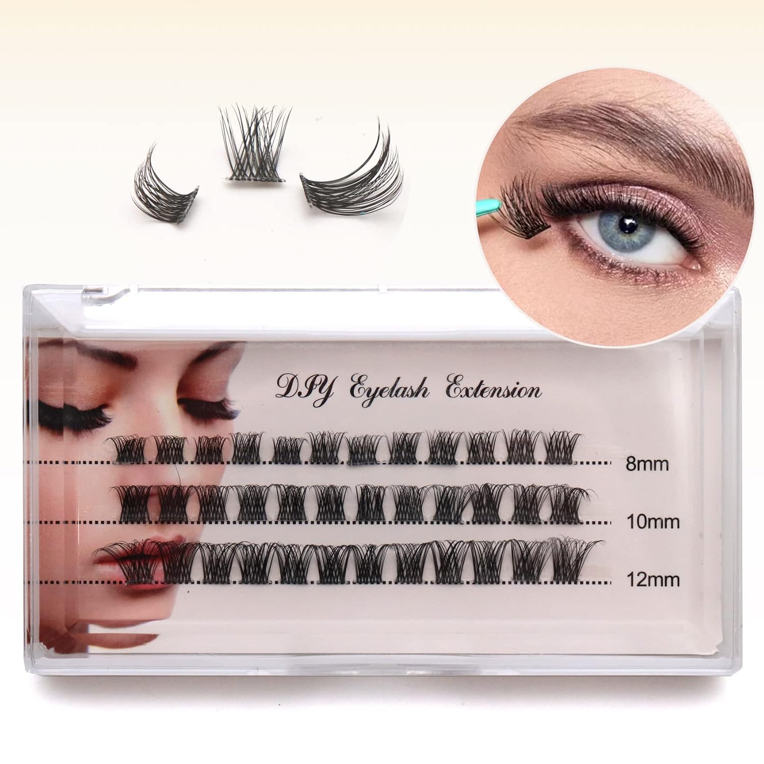 Veleasha DIY Lash Extension 36 Clusters Lashes D Curl Cluster Individual Lashes Natural Look Fluffy Wispy False Eyelashes / 8-12MM