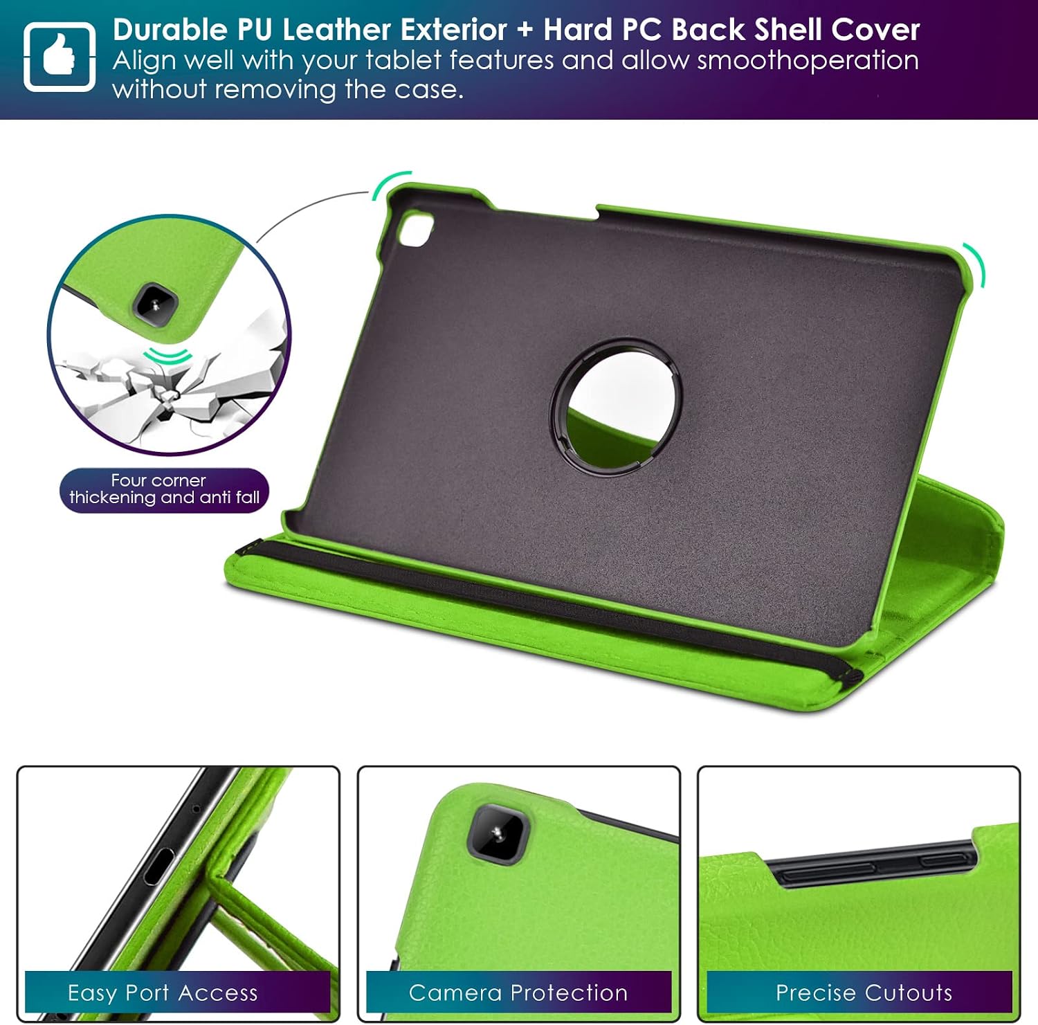 DETUOSI Rotating Case for Galaxy Tab A 8.0 Case 2019 (SM-T290),Multi-Angle Viewing 360° Degree Rotating Stand Cover Case for Samsung Galaxy Tab A 8.0 Inch SM-T290/T295/T297 Tablet (2019),Green