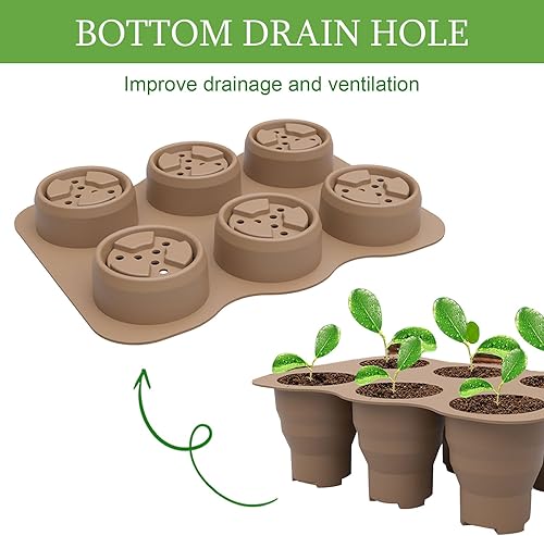 Miniatura 3 de Homimor Bandeja de inicio de semillas, kit de inicio de semillas reutilizables de 4 piezas, bandejas de inicio de semillas de silicona flexible, kit