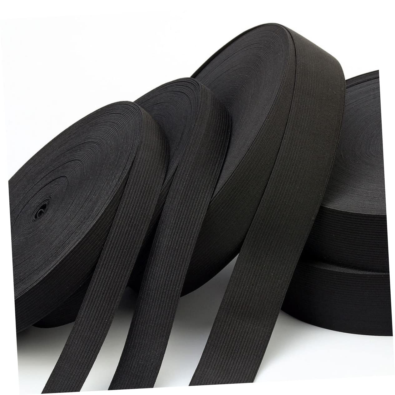 Płaska gumka do szycia Taśma paskowa o szerokości 3~60 mm, płaska taśma Dodatki krawieckie, tkaniny, krawiectwo(Black,4.5cmx5Metre)
