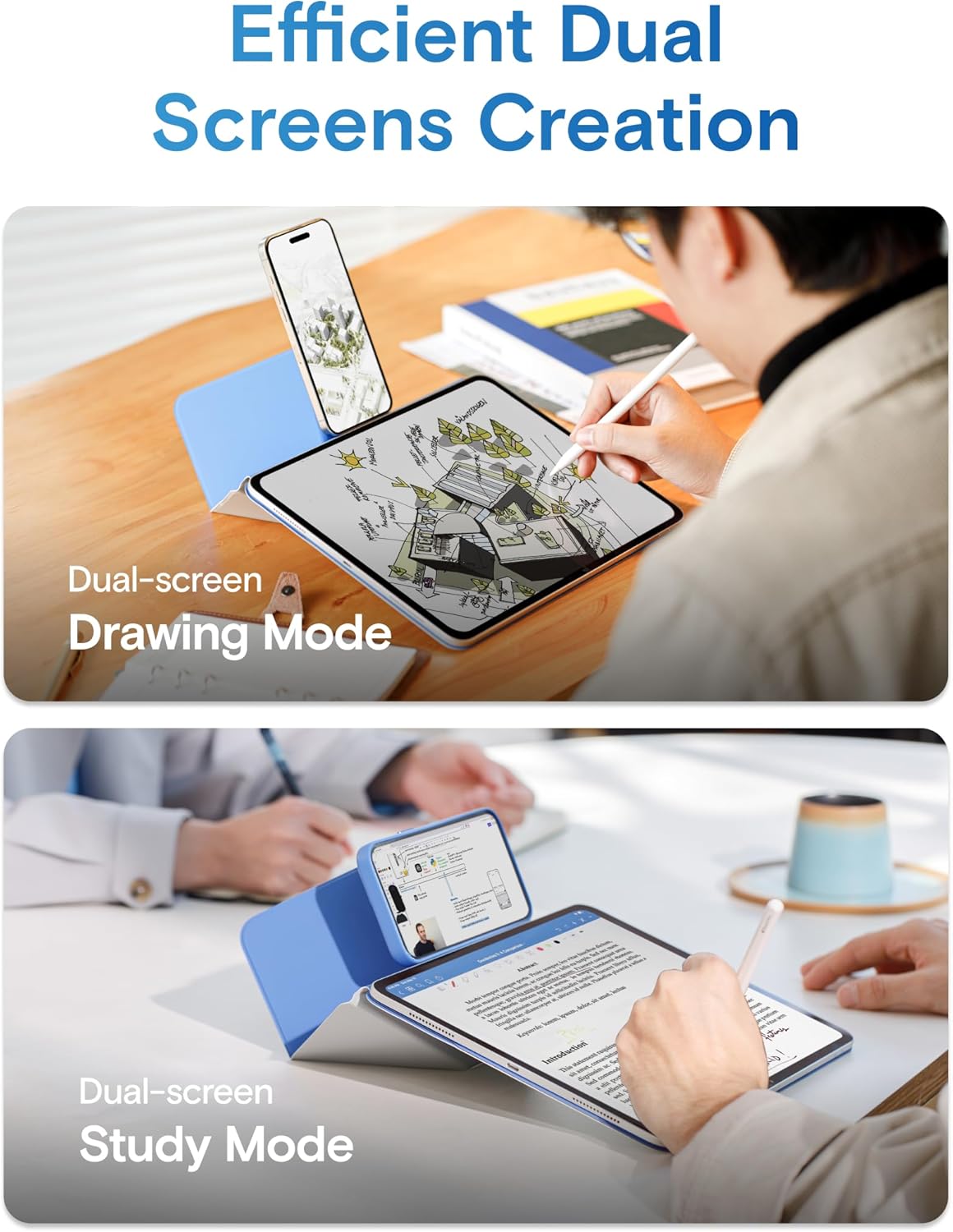 MOFT Dynamic Folio Case for iPad Pro 13-inch(M5 2025/M4 2024), Slim Magnetic Stand Case with 20+ Viewing Angles, Auto Wake/Sleep, Ultra Thin, Cement x Sapphire - Image 5