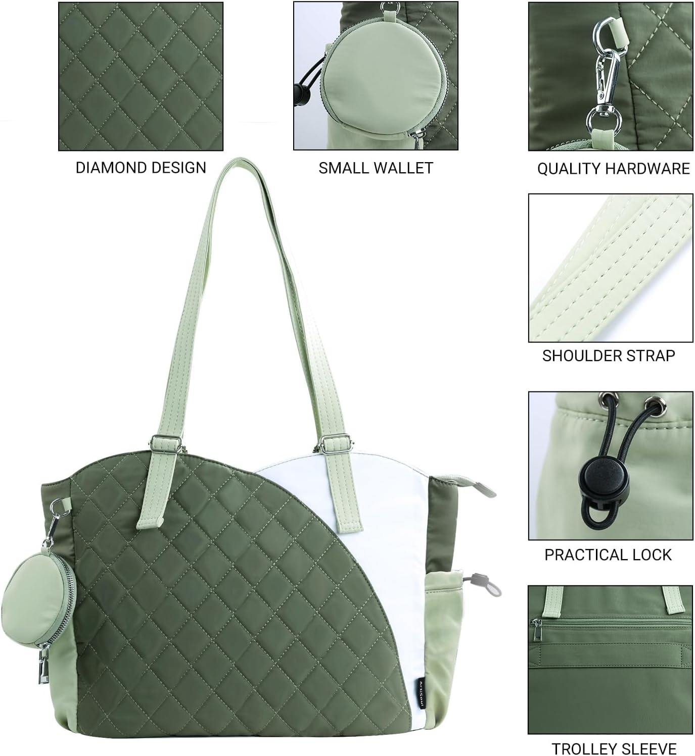 Tote Bag for Women, Puffer Work Bags with Zipper for Daily Travel College, - Image 5