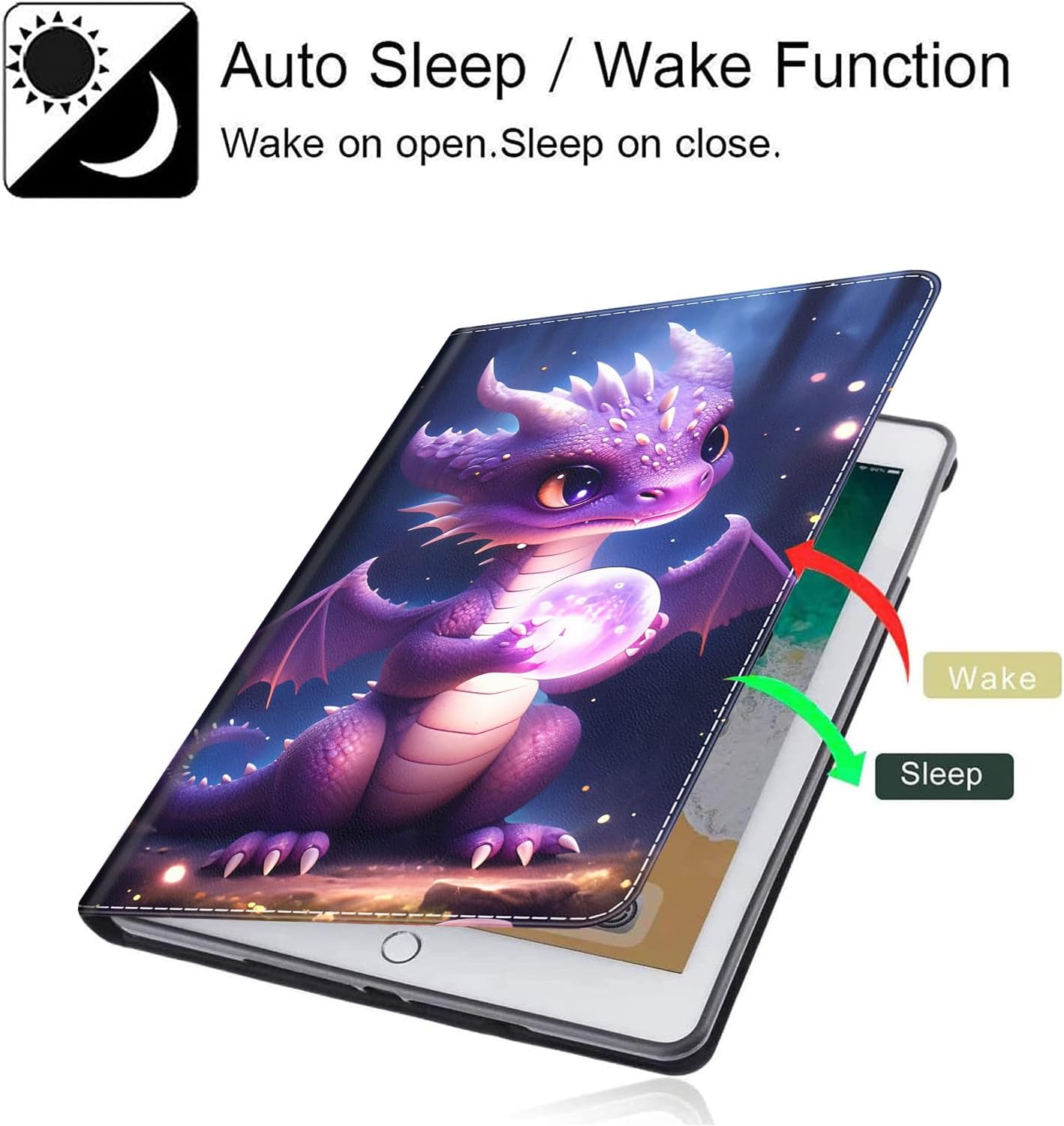 Case for All-New Amazon Fire HD 10 Tablet and Fire HD 10 Plus (13th/11th Generation 2023/2021 Release)， Auto Sleep/Wake Multi-Angle Viewing Slim Folio Stand Cover, Purple Dragon Baby
