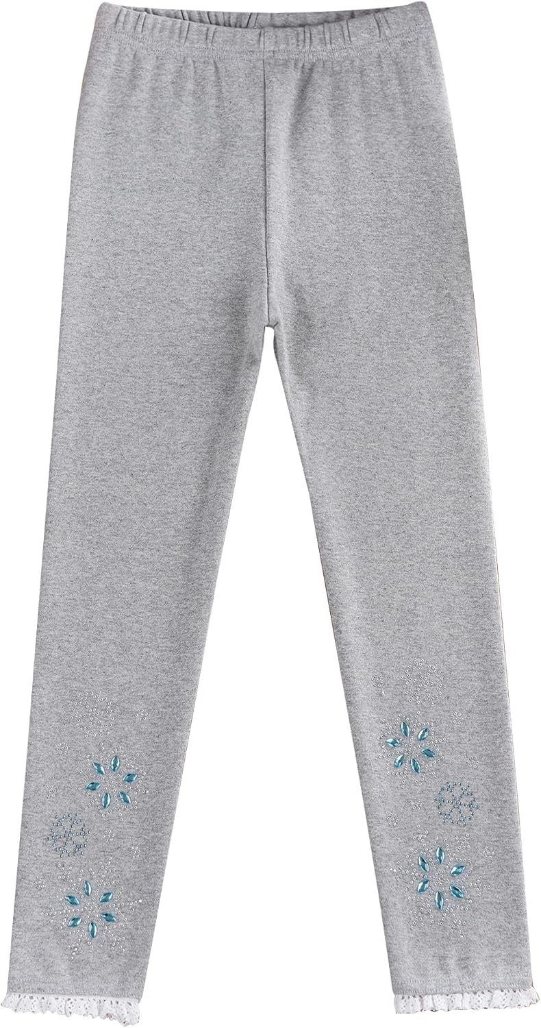 Girls Athletic Yoga Workout Dance Leggings Pants Active Sports Fitness Tights Snowflake Ruffle Lace Hem Trouser