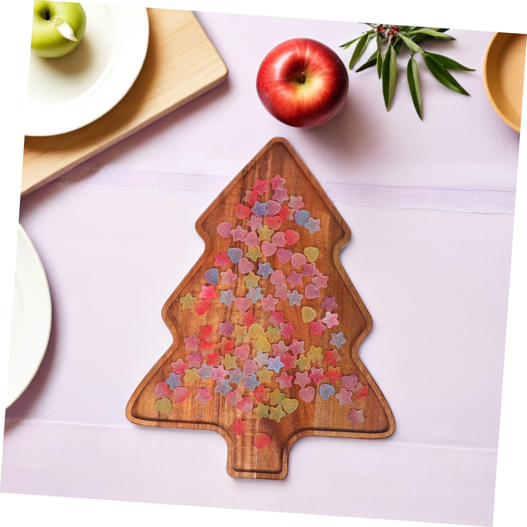 Bandeja de Servir de Madera de Acacia Forma de Árbol de Navidad Diseño Festivo para Aperitivos Quesos y Postres Reuniones Navideñas