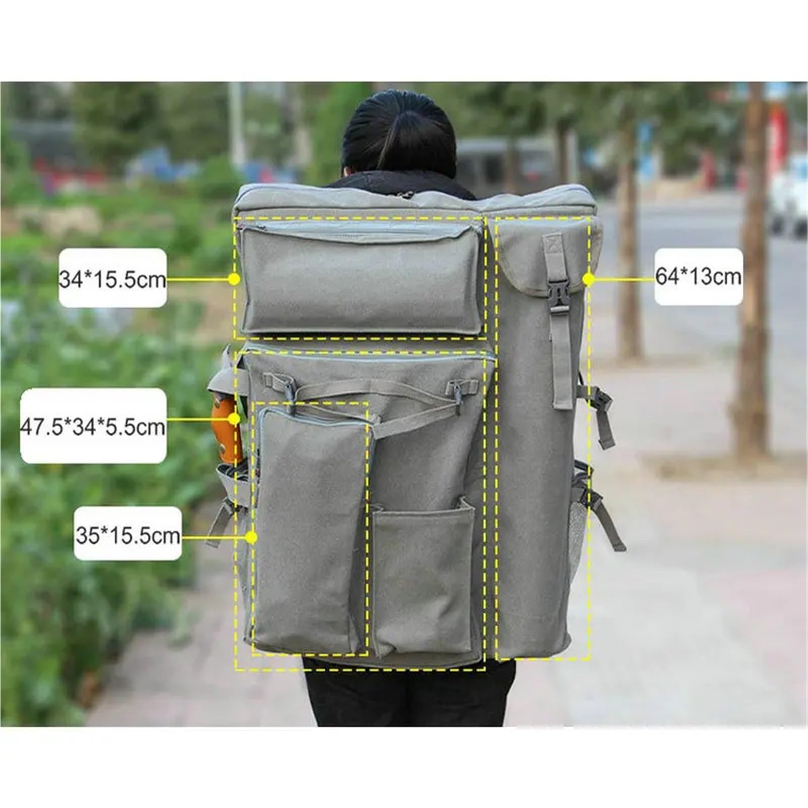 Kunst Mappe Tasche Großer Kunst-Portfolio-Rucksack, 50 x 70 cm, Zeichenbrett-Tasche, A2-Künstlertasche, verdickte Leinwand-Kunsttasche for Künstler Für Zeichenbretter(Grey)