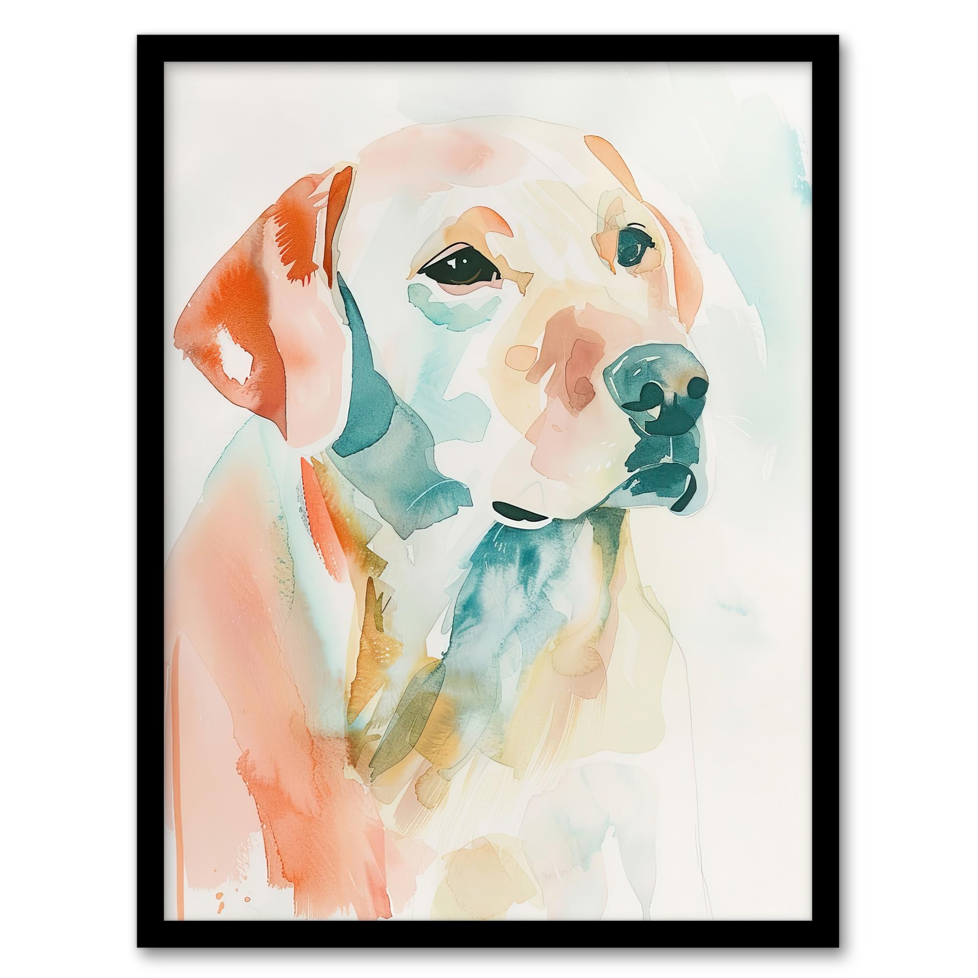 Artery8 Golden Labrador Dog Lover Watercolour Portrait Wall Art PrintA4 Size from B&Q