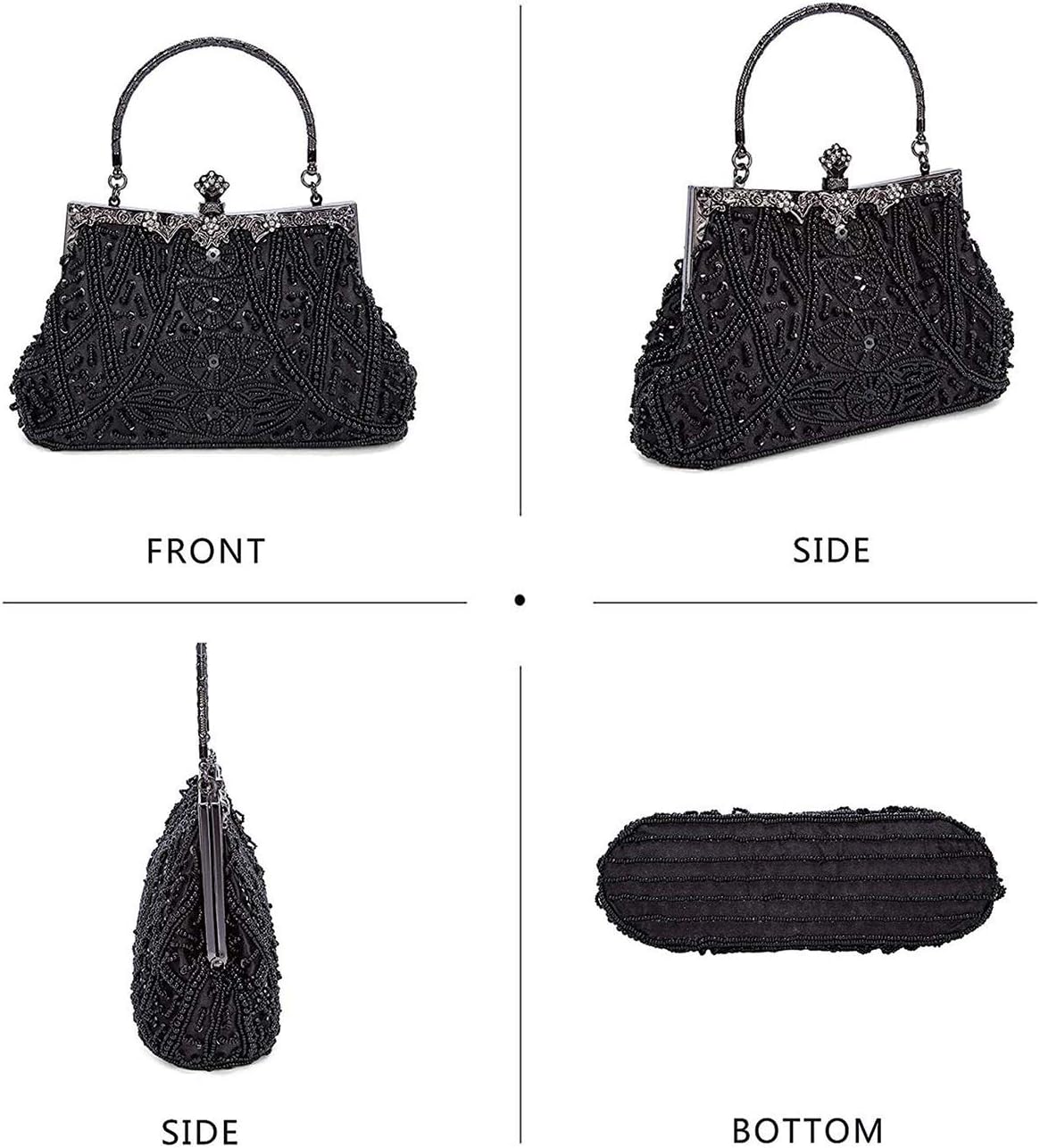 Selighting 1920s Vintage Beaded Clutch Evening Bags for Women Formal Bridal Wedding Clutch Purse Prom Cocktail Party Handbags | 1920s, Vintage, Beaded, Formal, Bridal, Wedding - Image 7