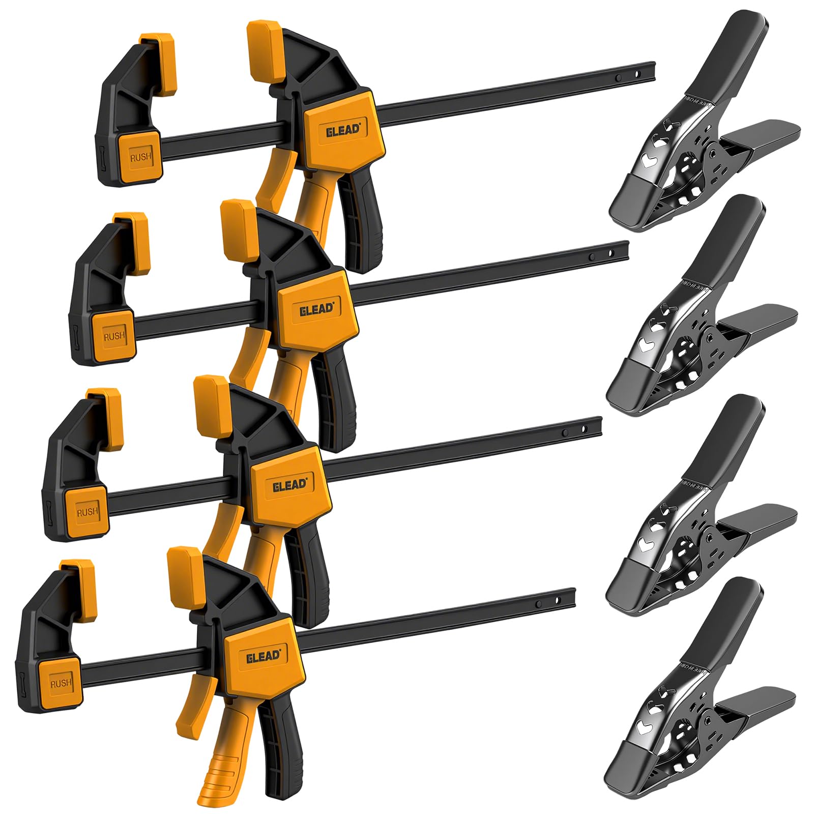 8-Piece Bar Clamps for Woodworking - 4 Pcs 12 inch Bar Clamps with