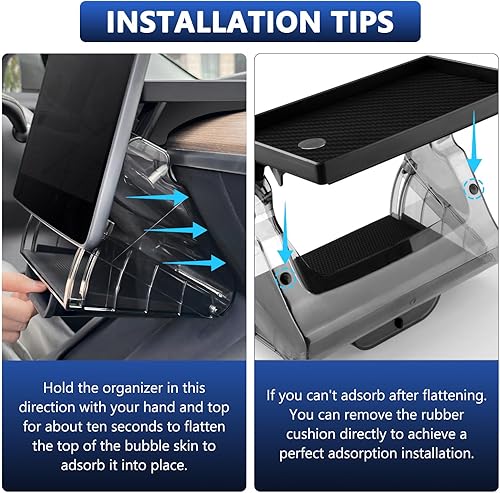 Miniatura 4 de Organizador de almacenamiento oculto debajo de la pantalla compatible con Tesla Model Y 2024-2020 (no Juniper)Model 3 2023-2017 Accesorios Negro (no