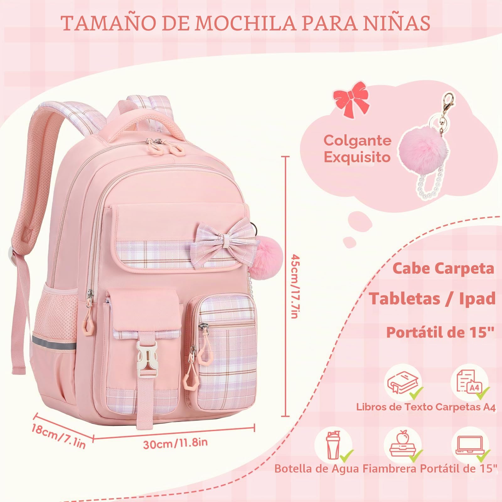 Tanou Mochila Escolar Niña, Mochilas para Colegio y Instituto Impermeable