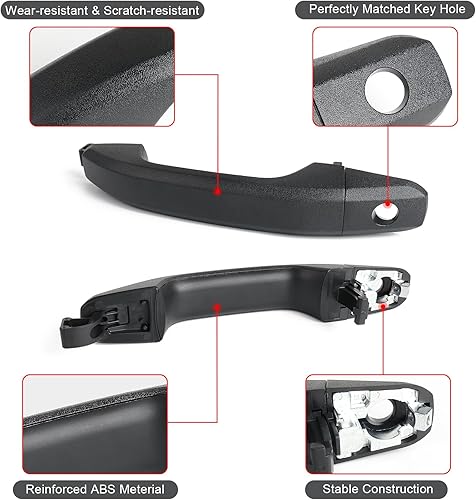 Miniatura 2 de FAERSI Manija de puerta exterior delantera izquierda lado del conductor con orificio de llave de repuesto para Chevrolet Silverado 2014 2015 2016