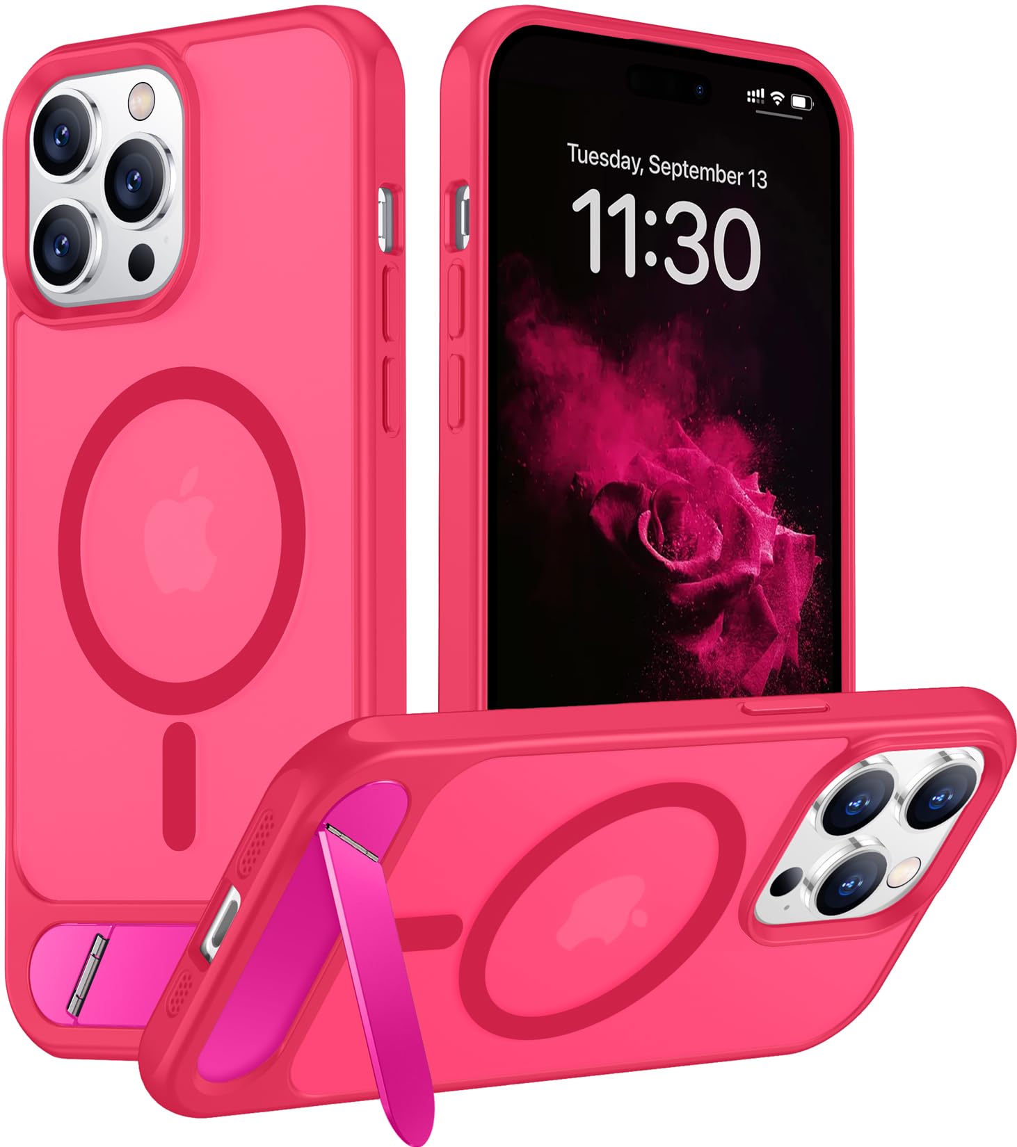 Temdan Magnetic Compatible with iPhone 14 Pro Case, [Built-in Invisible Kickstand][Compatible with MagSafe] [Military Grade Shockproof] Slim Translucent Matte Phone Case for iPhone 14 Pro 6.1"