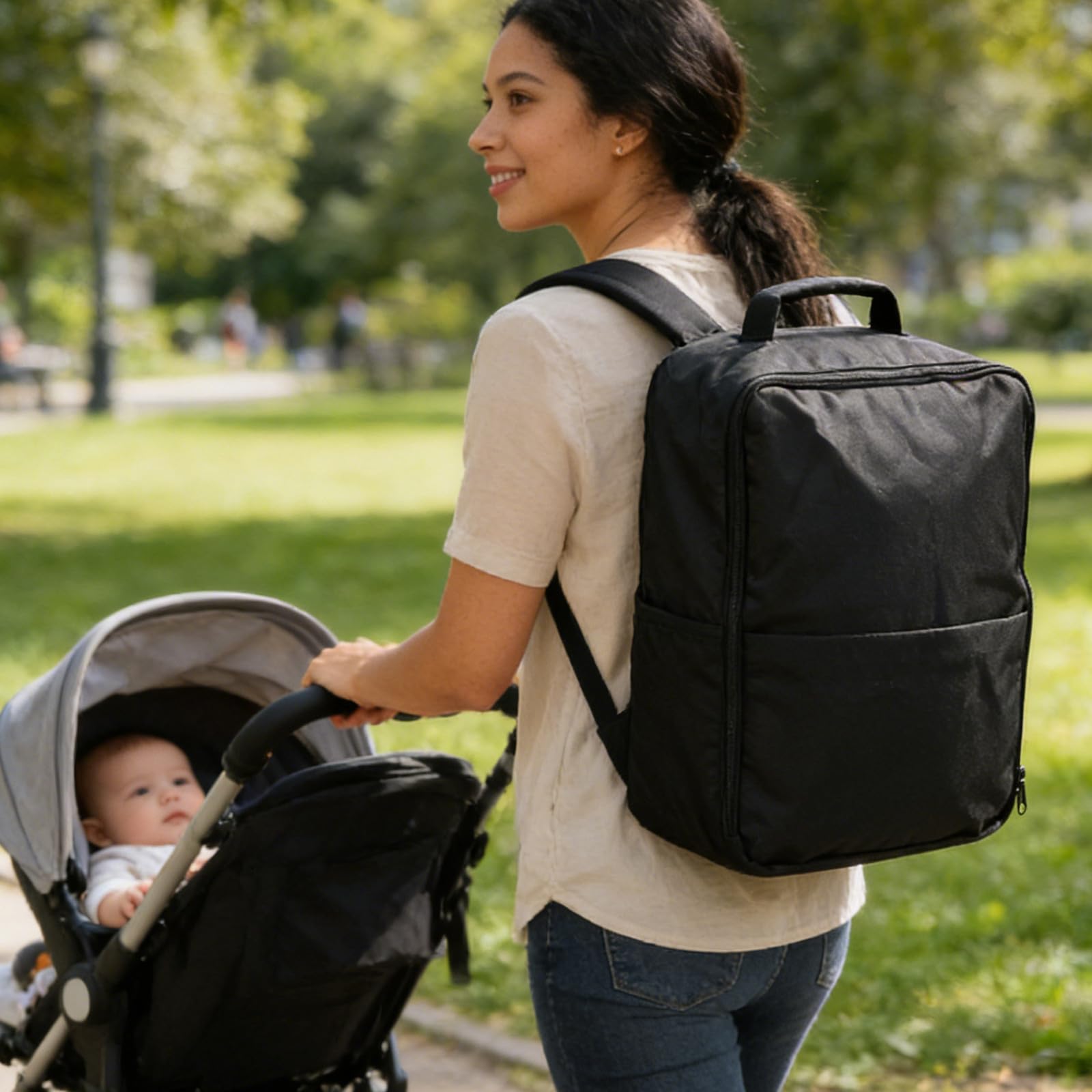 ifundom Mochila de Viaje para Cochecito con Gran Capacidad, Protección y Diseño Portátil, Adecuado para Desplazamientos en Aeronave con Materiales de Oxford 600d y Algodón Acolchado