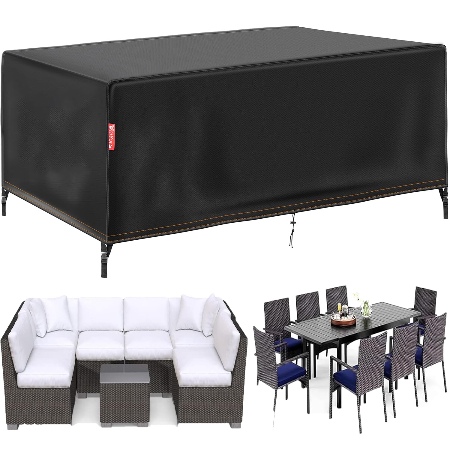 VniYors Funda Mesa Exterior Impermeable, Funda Muebles Exterior Impermeable, Tela Impermeable Resistente Al Polvo Y Al Desgarro, Aplicable A Mesa Jardin Exterior Muebles Jardin Exterior(213×132×74cm)