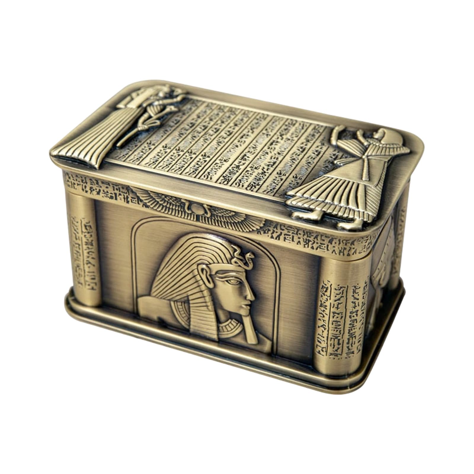 FGDTREE Unique Egyptian Themed Jewelry Storage Box with Intricate and Sphinx Carvings Vintage Display Box Handcrafted Container