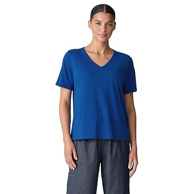 Eileen Fisher V Neck Short Sleeve T Shirts Women
