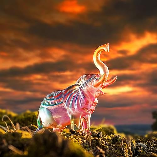 Miniatura 2 de H&D HYALINE & DORA Esculturas de estatua de elefante tailandés de cristal, tronco, Feng Shui, adorno de riqueza, figura de la suerte coleccionable,