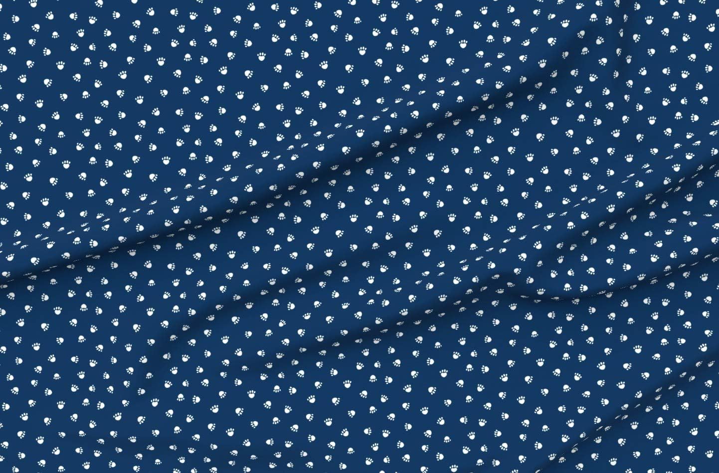 Spoonflower Fabric - Navy Blue Paw Print Pet Dogs Cat Paws Pets Printed on Petal Signature Cotton Fabric Fat Quarter - Sewing Quilting Apparel Crafts Decor