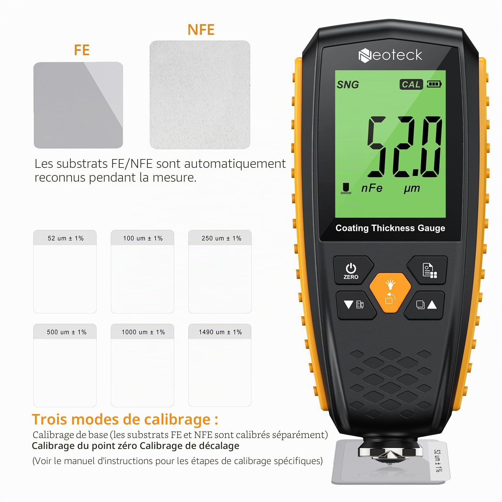 Neoteck Jauge d'épaisseur de peinture pour les acheteurs de voitures d'occasion, jauge d'épaisseur de peinture de voiture pour les acheteurs de voitures d'occasion, jauge d'épaisseur pour vérifier le