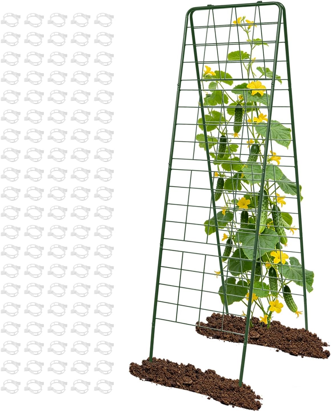 60"x16.2" Heavy Duty Steel A-Frame Garden Trellis for Climbing Plants – Rust-Proof Metal Trellis with Hardware Cloth, Perfect for Raised Beds,Cucumbers,Tomatoes & Outdoor Vines (Green)