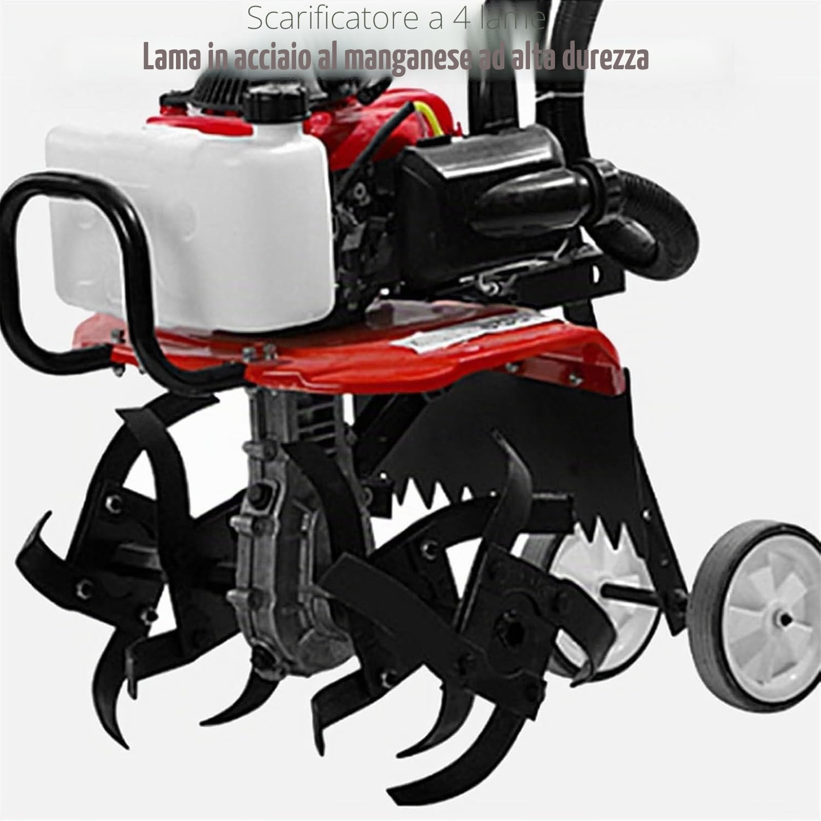 Motozappa motocoltivatore zappatrice con motore a scoppio 4 tempi da 55 cc,zappatrice per terreno orto,potenza 2.2KW,larghezza di lavoro 400mm,profondità di lavoro 200mm