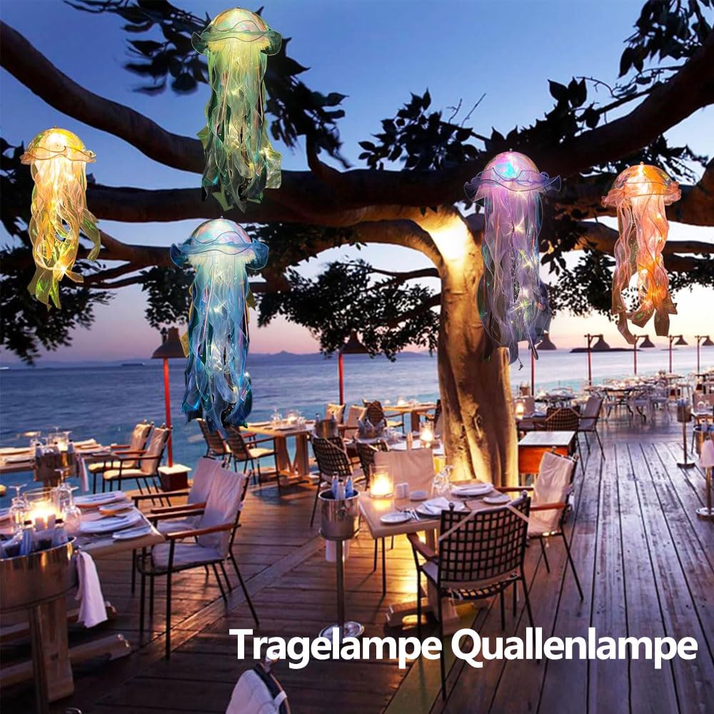 Lanterna di Meduse LED - Lanterne Colori da Appendere a Forma di Sirena per Feste a Tema Oceano e Natale per Bambini