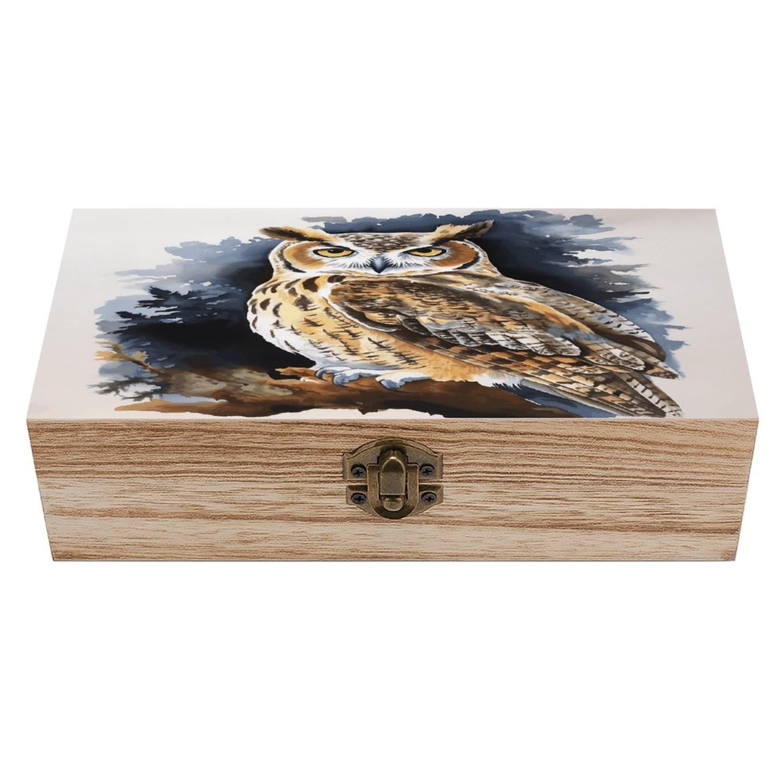 VstaDank Owl2 Wooden Storage Box with Hinged Lid Natural Wooden Box Beautifully Keepsake Boxes Vintage Wood Boxes Jewelry Organizer Trinket Storage Chest Unique Gift
