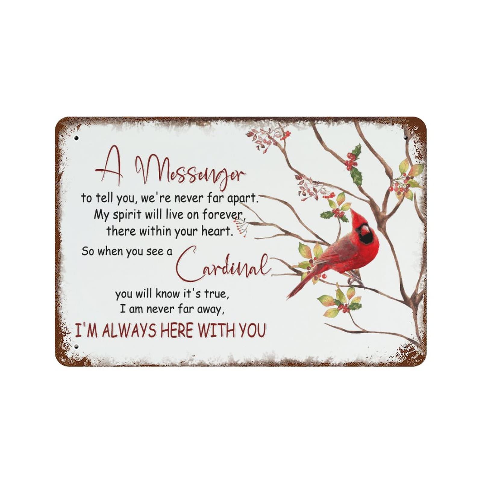 Panneau en métal vintage Cardinals de Noël pour déco maison 30x45cm