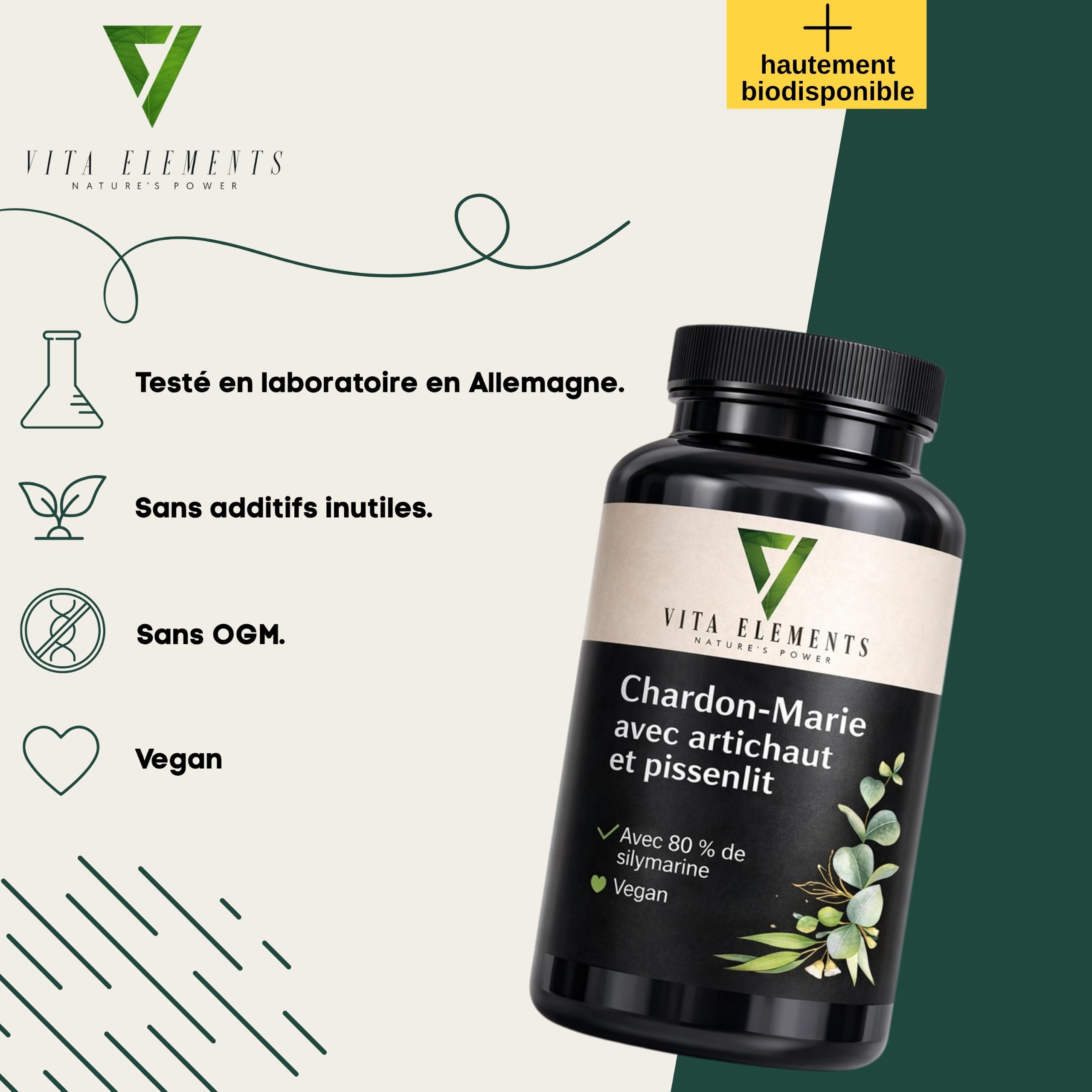 Vita Elements Chardon-Marie Artichaut Pissenlit - 120 gélules - Lot de 3