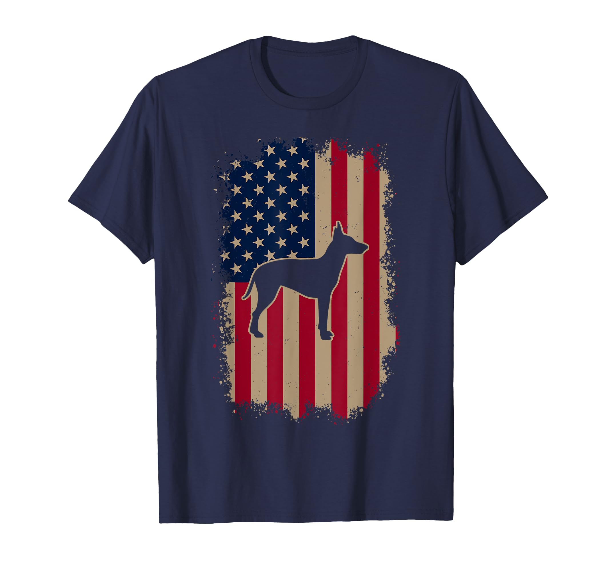 Manchester Terrier Lover Gift Co.American US Flag Manchester Terrier T-Shirt