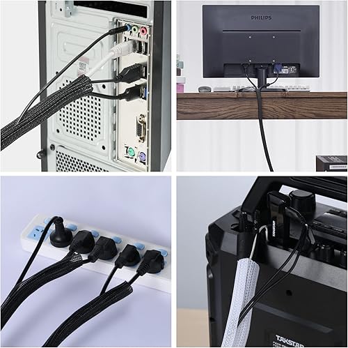 Miniatura 5 de AGPTEK Funda para cable, organizador de cables de escritorio de 10 a 1.5 pulgadas, organizador de cables, oficina en casa, computadora, TV, telar de