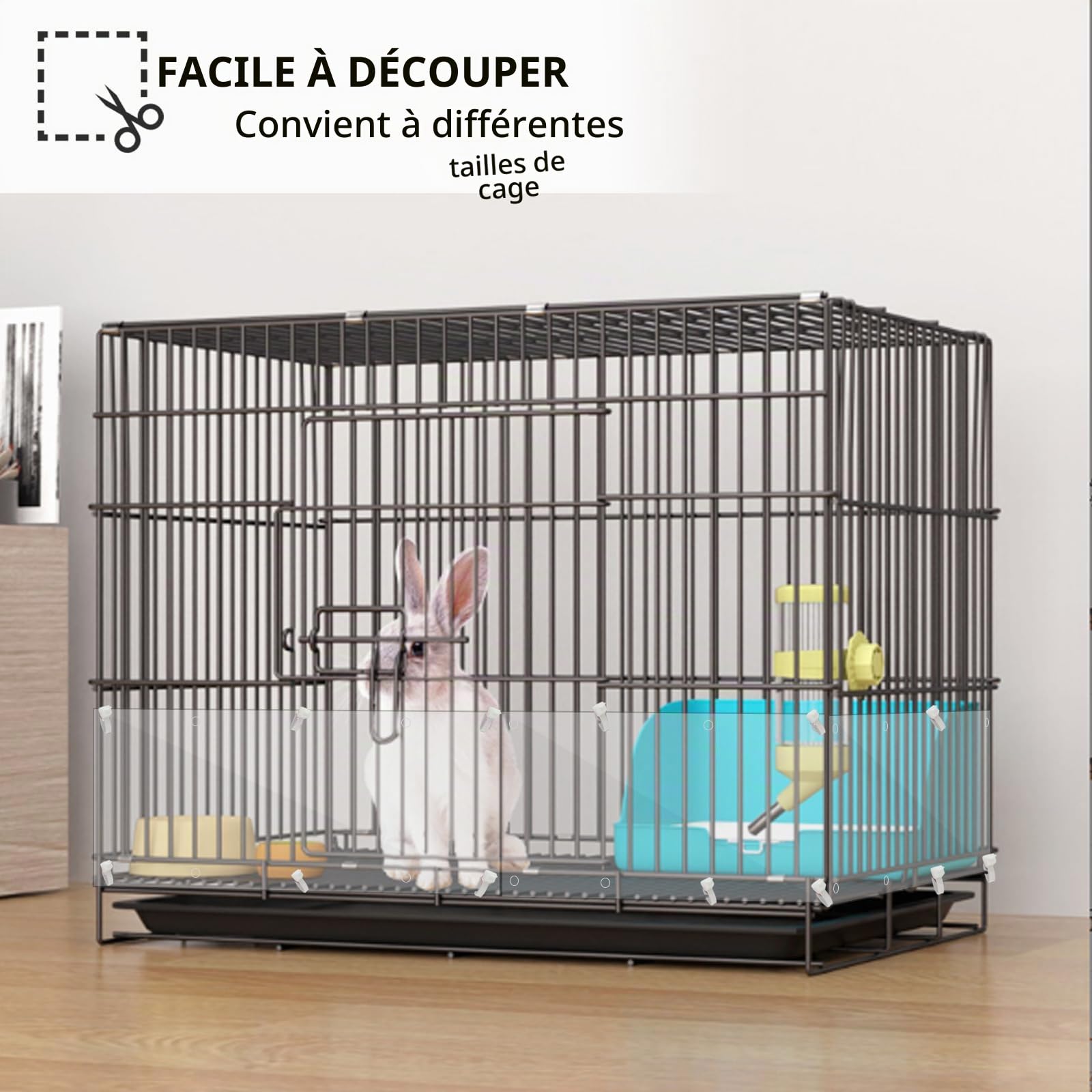 Lot de 12 Doublures de bord de la cage pour animaux, 35 x 12cm, Doublures de protection pour cage de petit animal avec 120 attaches pour lapin, cochon d'Inde, hamster et autres petits animaux