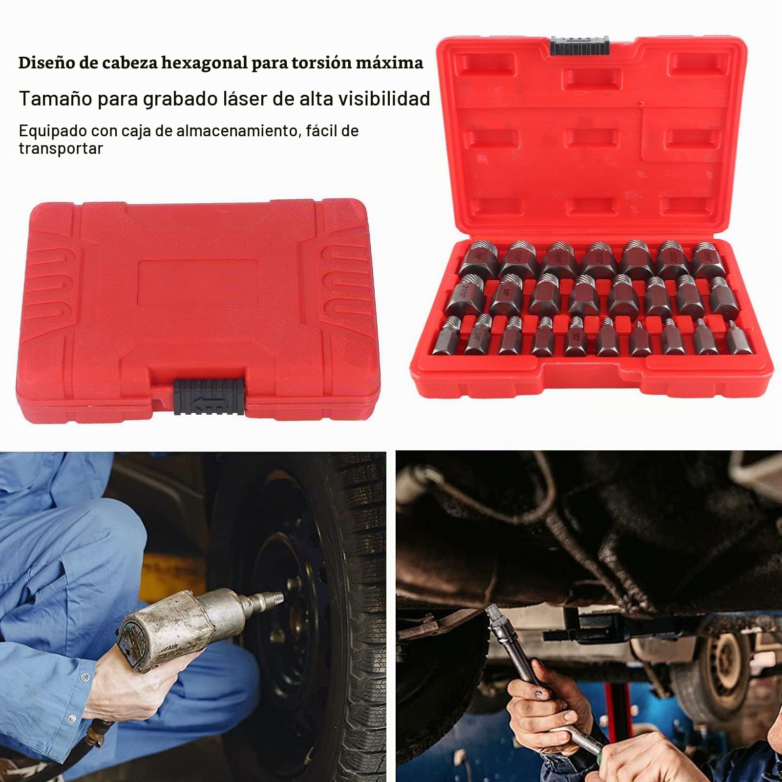 Kit Extractor de Tornillos Dañados, Juego de Extractores de Tornillos Pelados Fáciles de Sacar de 25 Piezas, Extractor de Tornillos Rotos para Extraer Espárragos, Pernos y Tornillo