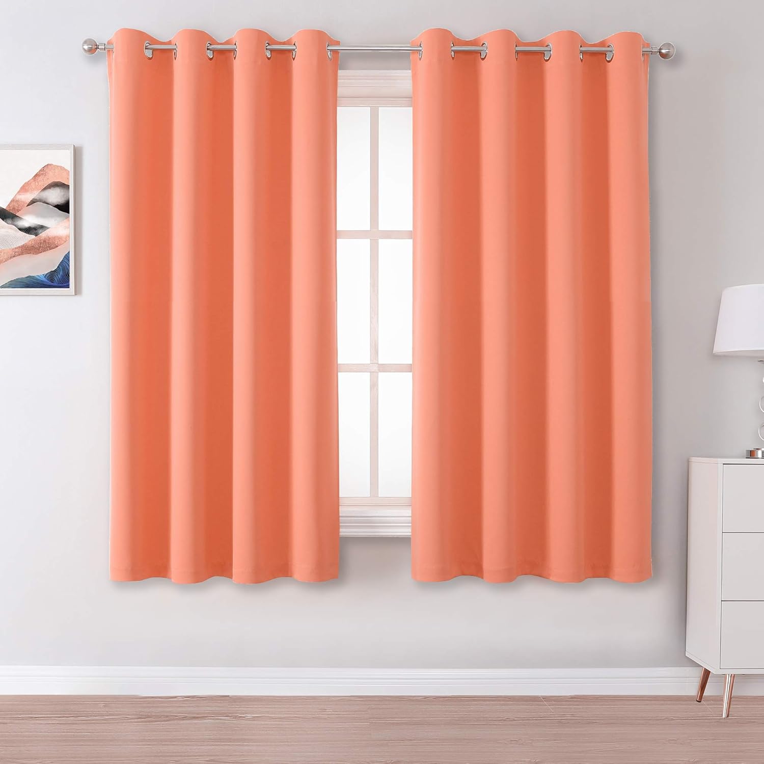 DUALIFE Coral Curtain Panels for Girls Bedroom 54 Inch